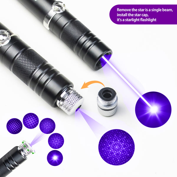 Purple Laser Pointer USB 100MW, Rechargeable Laser Pointer for USB, with Star Cap Adjustable Focus Suitable for Projecto