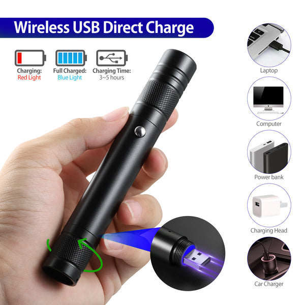 Purple Laser Pointer USB 100MW, Rechargeable Laser Pointer for USB, with Star Cap Adjustable Focus Suitable for Projecto