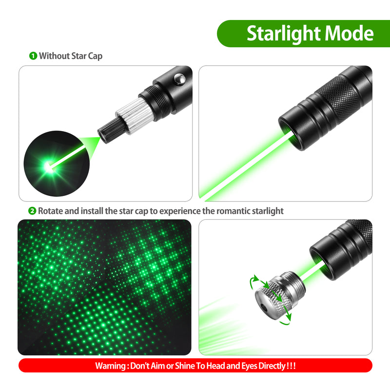 Rechargeable Green Beam Flashlight Long Distance Range for TV/LED/LCD Screens Presentation Office/Outdoors/Astronomic/Construction