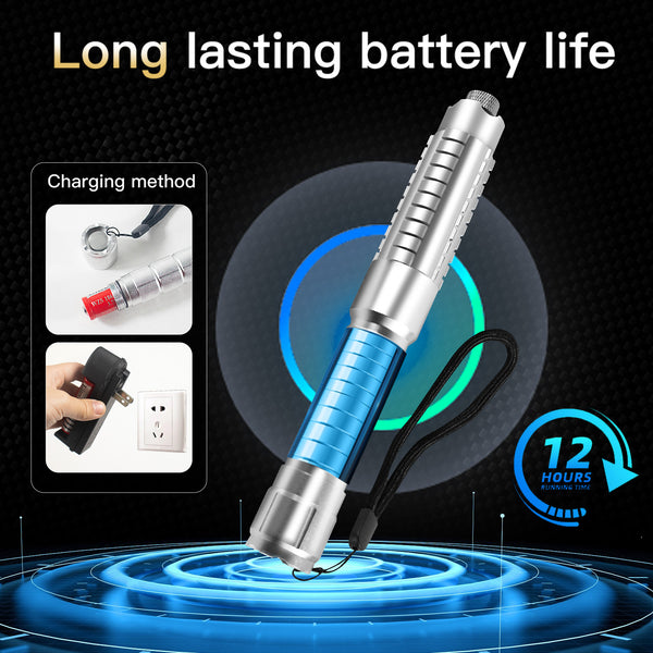 Green Laser Pointer,532nm High Power Laser Pointer, Single-point Aluminum Laser Pointer Pen Kit with Battery & Charger Silver