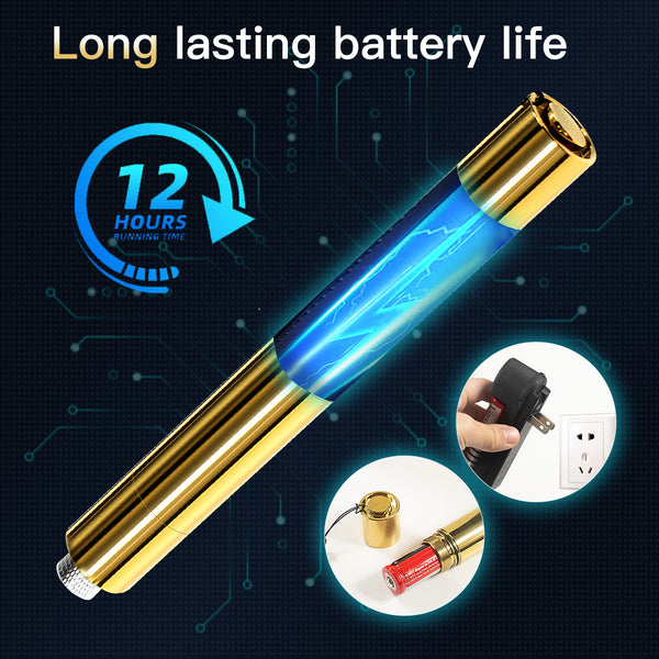 5000mW High Power Laser Pointer, Metal Brass 532nm Green Dot Pointer Pen Focusable Visible Beam Lazer Light Torch