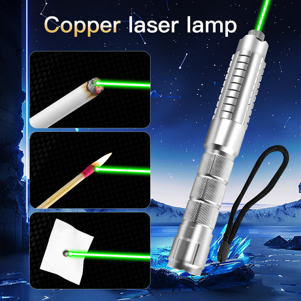 Green Laser Pointer,532nm High Power Laser Pointer, Single-point Aluminum Laser Pointer Pen Kit with Battery & Charger Silver