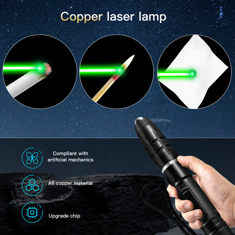 Green Laser Pointer,532nm High Power Laser Pointer, Green Beam Light Separate Laser Pointer Pen Black, Single-point Aluminum Laser Pointer Pen Kit with Battery