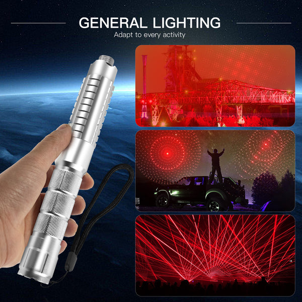 Red Laser Pointer,650nm High Power Laser Pointer, Single-point Aluminum Laser Pointer Pen Kit with Battery & Charger Silver