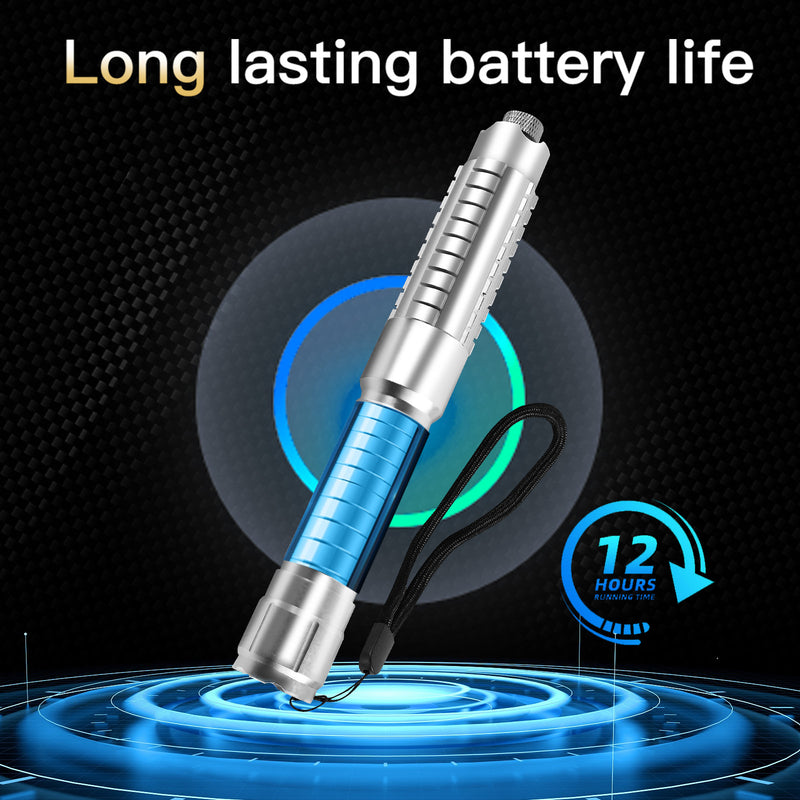 Blue Laser Pointer,450nm High Power Laser Pointer, Single-point Aluminum Laser Pointer Pen Kit with Battery & Charger Silver