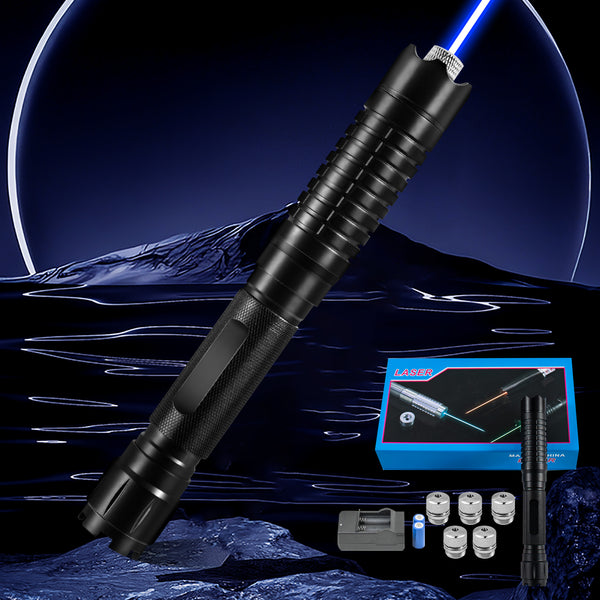 5000mW High Power Laser Pointer, Metal Brass 450nm Blue Dot Pointer Pen Focusable Visible Beam Laser Light Torch