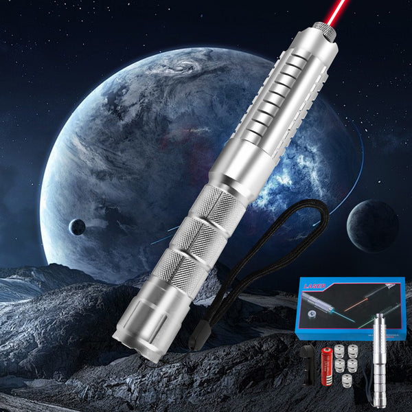 Red Laser Pointer,650nm High Power Laser Pointer, Single-point Aluminum Laser Pointer Pen Kit with Battery & Charger Silver