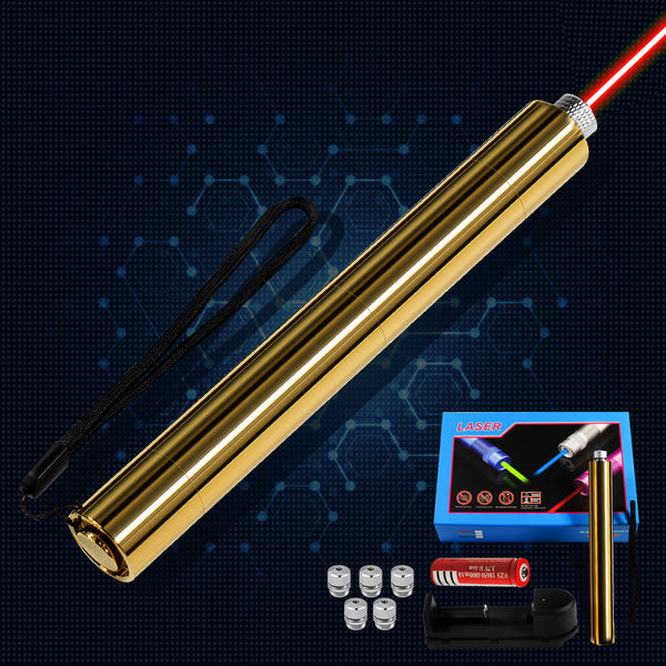 5000mW High Power Laser Pointer, Metal Brass 650nm Red Dot Pointer Pen Focusable Visible Beam Lazer Light Torch