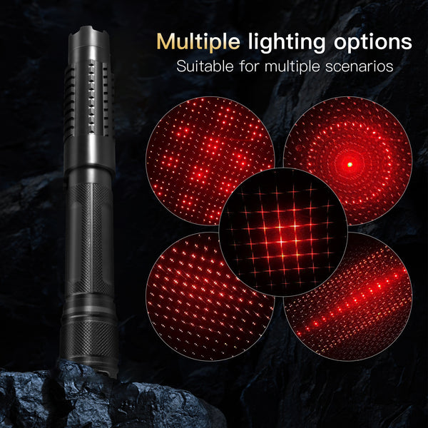 High Power Red Light Long Distance Outdoor Flashlight Rechargeable Zoom Suitable for Camping Equipment, 5-in-1 5000mW 650nm Beam Light Red Laser Pointer Pen Kit