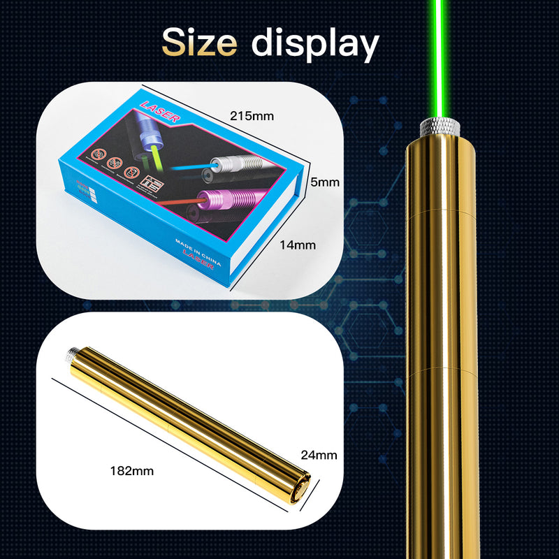 5000mW High Power Laser Pointer, Metal Brass 532nm Green Dot Pointer Pen Focusable Visible Beam Lazer Light Torch