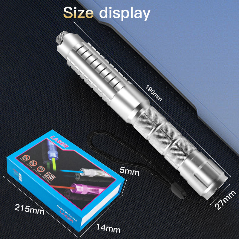 Pointeur laser haute puissance 5000 mW, stylo pointeur à point vert en laiton métallique 532 nm, lampe torche laser à faisceau visible focalisable