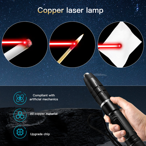 Red Laser Pointer,650nm High Power Laser Pointer, Red Beam Light Separate Laser Pointer Pen Black, Single-point Aluminum Laser Pointer Pen Kit with Battery