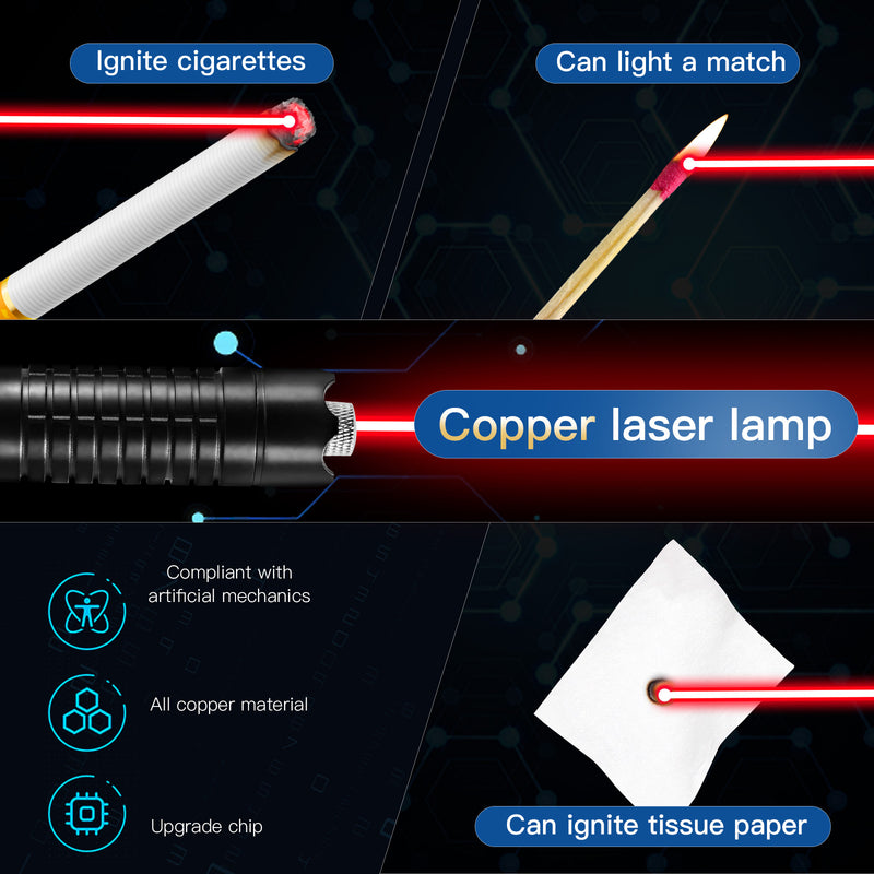 5000mW High Power Laser Pointer, Metal Brass 650nm Red Dot Pointer Pen Focusable Visible Beam Laser Light Torch