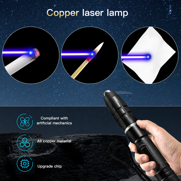 Blue Laser Pointer,450nm High Power Laser Pointer, Blue Beam Light Separate Laser Pointer Pen Black, Single-point Aluminum Laser Pointer Pen Kit with Battery