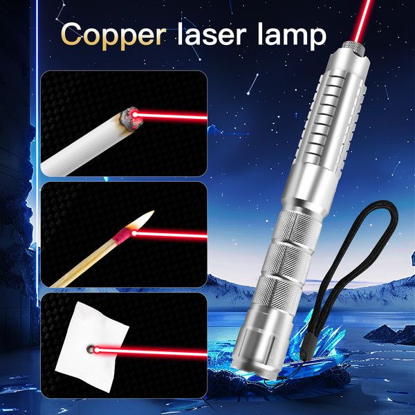 Red Laser Pointer,650nm High Power Laser Pointer, Single-point Aluminum Laser Pointer Pen Kit with Battery & Charger Silver